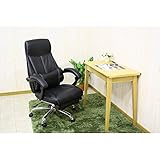 OAチェア(オフィスチェア リクライニングチェア) オットマン キャスター 腰枕 肘付き ブラック(黒)