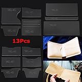 13個クリアアクリルウォレットステンシルテンプレート図面DIYレザーハンドクラフト