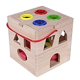 木製選別ゲーム形状ソーターおもちゃセット非毒性木製キューブ幾何学ブロック赤ちゃん幼児幼児教育トイシェイプソーター認知とマッチング木製ハンマーと木製のおもちゃ