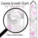 Personalized Kidsキャンバス成長チャートピンクとグレーMums Chevrons花ベビーNurseryキャンバスGrowth Chart gc0253