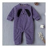 服　ファッション　ベビー　キッズ　カバーオール　新生児服　連体着　犬　暖かい　パープル　73cm