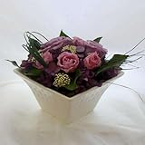 白器のアレンジ彩-aya-紫のバラのプリザーブドフラワー