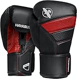 Hayabusa T3ボクシンググローブ（男女兼用） - ブラック/レッド, 16oz