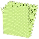 Polka Dot Green Playmat 16-SQFT Exercise Mat 4-tile Interlocking EVA Foam Floor with 8-boarder by Po