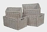 ホワイト洗濯ストレージウィッカーOpenバスケットのセット4