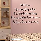 Pop Decors WL-0023-Va Inspirational Quote Wall Decal, with A Butterfly Kiss by Pop Decors