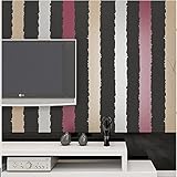 Blooming壁47700 extra-thickヴィンテージマルチカラーストライプスエードファブリックテクスチャ壁紙ロールウォールペーパー用リビング寝室、20.8 " X 393.7、"ブラック/
