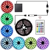 LEDストリップライトバッテリーPowered、Abtong RGB LEDライトストリップwith RFリモートコントロールLEDライトの防水LEDストリップロープライトマルチカラー変更 2M/6.