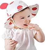 【HAPPY SMILE MARKET】かわいい ベビー ハット 帽子 uvカット あご紐 コットン 新生児 赤ちゃん こども 男の子 女の子 両用 ドット うさぎ 春 夏 つば付き キッズ 日よけ 