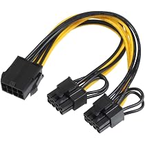 KAUMO PCIe (6+2ピン) x2分岐 - PCIe (8ピン) 変換ケーブル