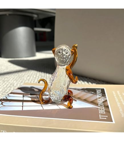 Amazon.co.jp: クリスタルオーナメント透明猿ガラス動物置物手作り