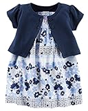 カーターズ Carter's 正規品 ワンピース 3点セット ☆紺花柄☆半袖カーディガン+ワンピースとブルマの3点セット12M(75-80cm)