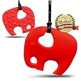 Mother Approved Teething Necklace Baby Red Elephant, Includes Dry Bag and Certificate by Mother Appr