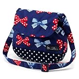 元気にお出かけベビーショルダーバッグ　ポルカドットとストライプのフレンチリボン（ネイビー）　B1703200　日本製