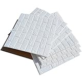 KBook 3Dウォールステッカー 壁紙シール 60cm×60cm (10枚セット, 白レンガ)