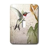 3dRose LLC lsp_44373_1 Hummingbird By Yellow Trumpet Flower On Crackled Background Single Toggle Swi