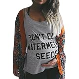 HUYB妊娠中　女性 Don't eat watermelon seeds　レタープリント　Ｔシャツ　可愛い　おしゃれ　トップス　ノースリーブTシャツ　快適　マタニティ服レディース (XL, グレー)