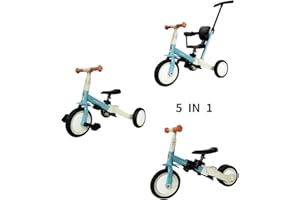 Nijakise子供用三輪車 5in1三輪車 ランニングバイク 1歳から14歳まで コンパクト 超軽量 ベビーカー 組み立て簡単 サドルシート ハンドル 調整可能 手押し棒付き シートベルト付き