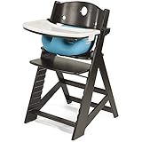 Keekaroo Height Right High Chair Espresso with Aqua Infant Insert and Tray, Espresso/Aqua by Keekaro