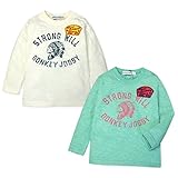(オフホワイト/90cm)ベビー服 男の子 Tシャツ 長袖 Donkey Jossy ドンキージョッシー 天竺 インディアンプリント ワッペン スナップボタン 男児 ベビー