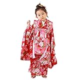 「【59】赤地に御所車と鼓/被布：ピンク」七五三 着物 3歳 被布着物7点セット