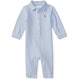 Ralph Lauren(ラルフローレン) 鹿の子ストライプシャツカバーオール(Blue) 9M(6-9ヶ月) [並行輸入品]