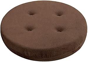 Baibu Home 丸型 座布団 クッション 丸椅子カバー 円形 クッション 通気 丸洗える ラウンド チェアクッション ブラウン 直径30cm 固定ゴム付き