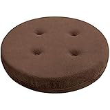 Baibu Home 丸型 座布団 クッション 丸椅子カバー 円形 クッション 通気 丸洗える ラウンド チェアクッション ブラウン 直径30cm 固定ゴム付き