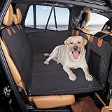 Cavoyo【座席硬化 落ち防止】犬 車 シートカバー ドライブボックス 車用ベッド 後部座席 大型犬 防水 滑止め ハーネス付 ドライブベッド 丈夫 汎用 空間拡張 可視メッシュ窓 リード 取り付け簡単 折り畳み式 くるまシート 洗濯可 旅行 キャンプ アウトドア 犬を車に乗せるグッズ 軽自動車 春夏 ペットドライブシート ペット用品 132x63cm 2色 (ブラック)