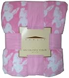 Easter Rabbit Pink and White Throw Blanket 60" x 70" [並行輸入品]