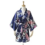 Robe&Wedding SLEEPWEAR レディース Long Styleファッション Women's Sexy Robes Yukata Satin ナイトウエア Nightwear (navy