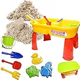 室内砂遊びの決定版 chirakasand 【 チラカサンド (1kg) & テーブル セット 】 安全基準CE取得済 【 型 バケツ スコップ 付き 】 不思議な砂 ふしぎな砂 砂場 セット 砂 おもちゃ 室内 砂遊び (ホワイト)