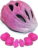 YRINA 子供用 ヘルメット 自転車 こども 用 キッズ 肘 膝 手首 プロテクター セット 調整可能 軽量 幼児 サイクリング (ピンクドリーム（Sサイズ）)