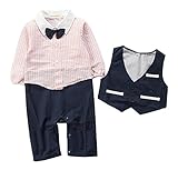 AvaCostume男の子チェッカー蝶ネクタイ付き半袖の服の幼児のタキシード、ピンク 18M