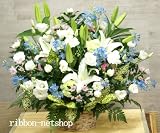 【お盆・お供え花】【法要】【命日】●お供えのお花●フラワーアレンジメント（生花）白＆淡色ミックス FL-OS-12