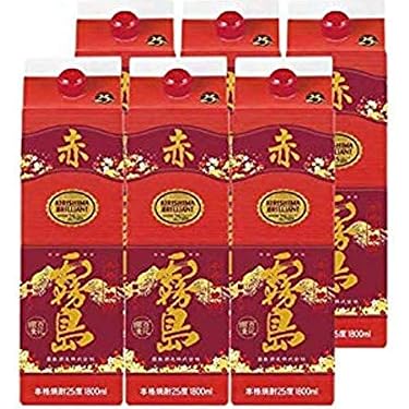 Amazon.co.jp: 赤霧島 25度 パック 1800ml×6本 芋焼酎 霧島酒造 新商品