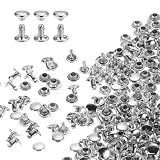 uxcell 両面カシメ レザーリベット 6x6mm 80個セット レザークラフト DIY 手作り ベルト 布革細工 靴 ジーンズカバン用 シルバー