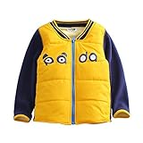 PANCY 子供服 秋冬 防寒コート コットンジャケット 厚手 シンプル 裏起毛 女の子 男の子(150cm,イエロー)