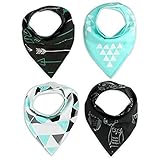赤ちゃんバンダナビブ歯が生える乳幼児用のエキストラ吸収よだれビブ - 4パック