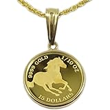 [あなたと私の宝石箱] ペンダントネックレス純金ツバルホース1/10ozペンダントスリム枠・K18枠・純金 【ギフトラッピング済み】