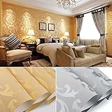 KINLO DIY 壁紙 はがせる 0.53*10M (1ロール) 壁紙シール おしゃれ 良い材質 立体感 壁紙 子供部屋/ベッドルーム/ホテル 壁の装飾 簡単 模様替え 接着剤必要 （ゴールデン色）