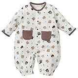 西松屋 EFD ポケット付きスムース長袖コンビドレス（くま総柄）【新生児50-60cm】 新生児 ブラウン