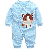 エルフ ベビー(Fairy Baby)ベビーロンパースカバーオール 可愛い動物プリント 四季兼用 6M(ブルー)