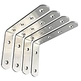 Alise ステンレススチール 頑丈なL字型装飾コーナーブレースジョイント角度ブラケット シェルフブラケット 壁吊り125x75ミリ/5x3インチ マット仕上げ 4個セット 150mmX100 mm 