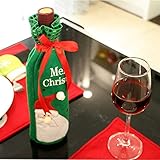 LuxBene(TM) 1ピースレッドワインボトルカバーバッグクリスマスディナーテーブルデコレーションホームパーティー装飾サンタクロースレッドグリーンクリスマスサプライD