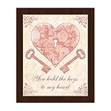 Keys to My Heart Shabby Chic Vintage Art inピンクまたは赤ライト壁アートプリント 11x14 SBC0000056FRM11X14SES