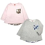 (ピンク/90cm)ベビー服 女の子 チュニック トレーナー 長袖 裏起毛 テールカット バック切替 胸ポケット 女児 ベビー