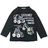 《H28年秋冬物》 nico hrat(ニコフラート) 製品洗い加工済み 42/2天竺はたらく車長袖Tシャツ 100cm/BK NO.B-260263