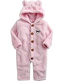 [Vaenait Baby] 6-24ヶ月ベビー服長袖もこもこアニマルロフリース ンパース カバーオール フード付きBear One-Piece Pink 18-24M