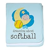 CafePress – DreamingについてソフトボールBaby Blanket – スーパーソフトベビー毛布、新生児おくるみ 標準 ブルー 575469398-0-98-0